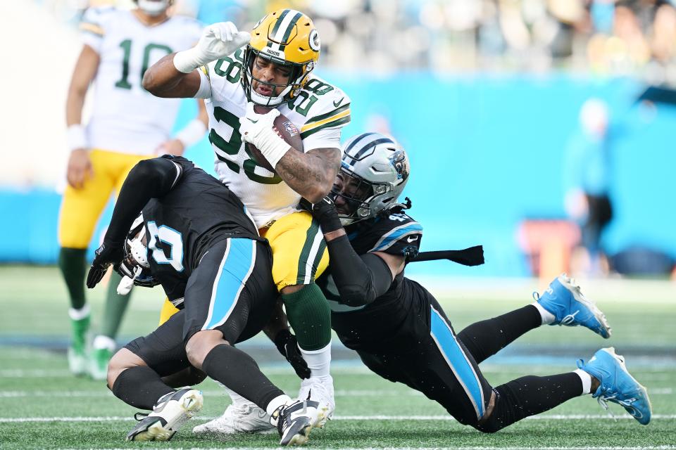 Green Bay Packers running back AJ Dillon is an unrestricted free agent. He has played the first four years of his NFL career with the Packers, who selected him in the second round of the 2020 draft.