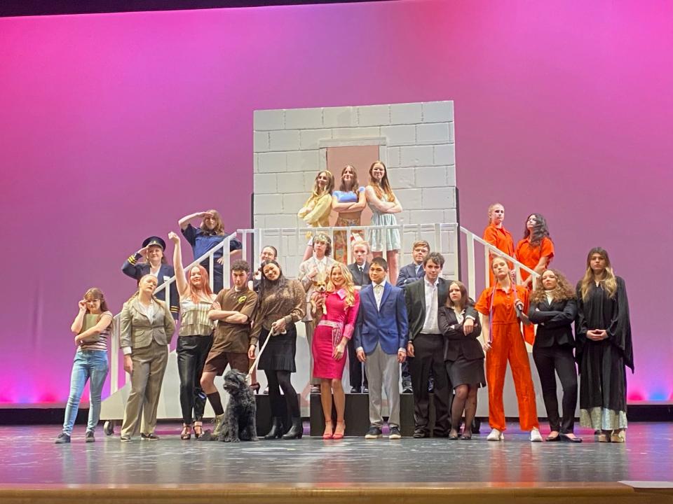 The cast of "Legally Blonde Jr." poses for a photo.