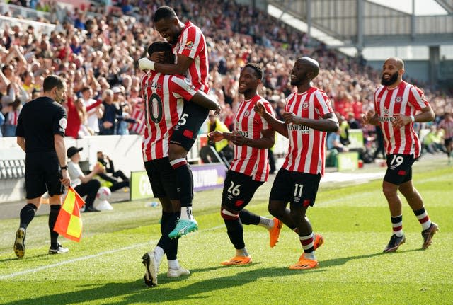 Josh Dasilva celebrates scoring