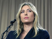 <p>FILE - This is a Monday, March 7, 2016 file photo showing tennis star Maria Sharapova speakings about her failed drug test at the Australia Open during a news conference in Los Angeles. Sharapova says she’s headed to Harvard Business School while she serves a two-year doping ban. Representatives for Harvard and Sharapova didn’t immediately comment Monday, June 27, 2016. (AP Photo/Damian Dovarganes, File)</p>