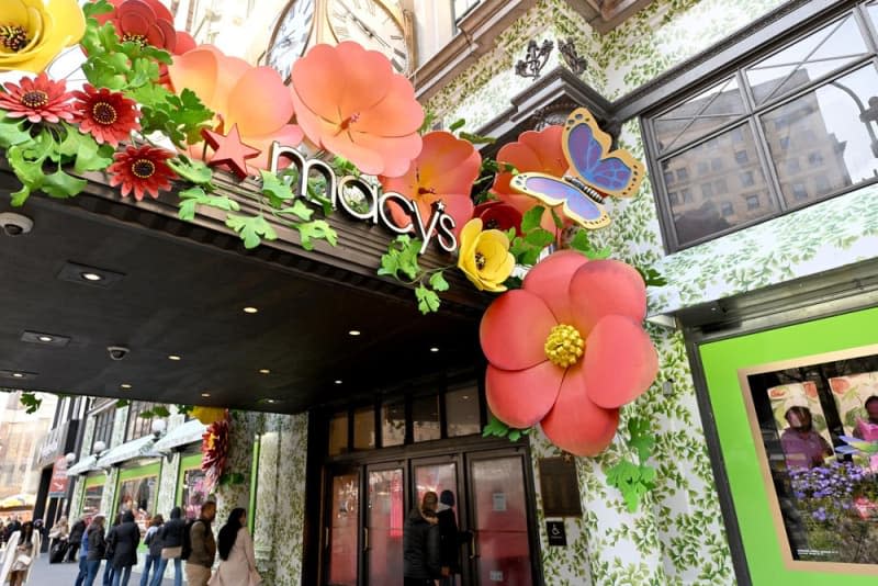 Large floral display at Macy's department store