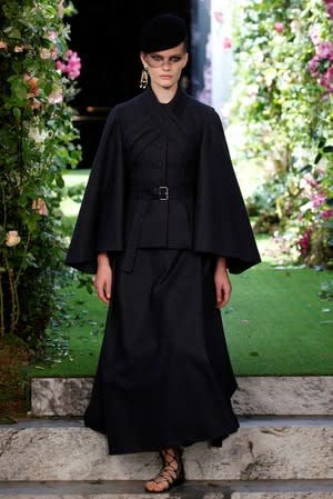 A model presents a creation by designer Maria Grazia Chiuri as part of her Haute Couture Fall/Winter 2019/20 collection show for fashion house Dior in Paris