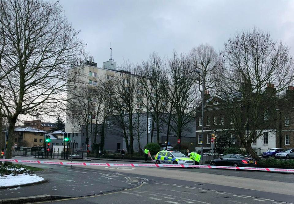 <em>Investigators at work in Forest Road, Walthamstow, following the accident (PA)</em>