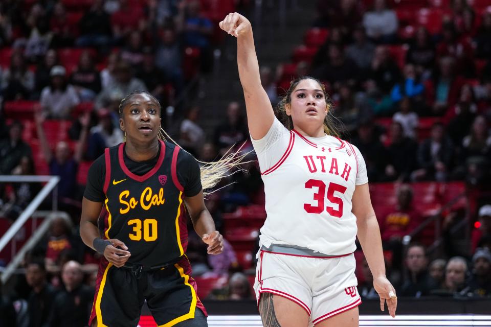 The Utah Utes play the USC Trojans at the Huntsman Center in Salt Lake City on Friday, Jan. 19, 2024. The Utes won 78-58. | Eli Rehmer/Utah Athletics