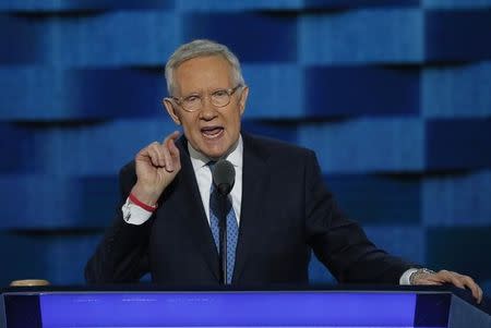 Senate Democratic Leader Harry Reid (D-NV) speaks on the third day of the Democratic National Convention in Philadelphia, Pennsylvania, U.S. July 27, 2016. REUTERS/Mike Segar