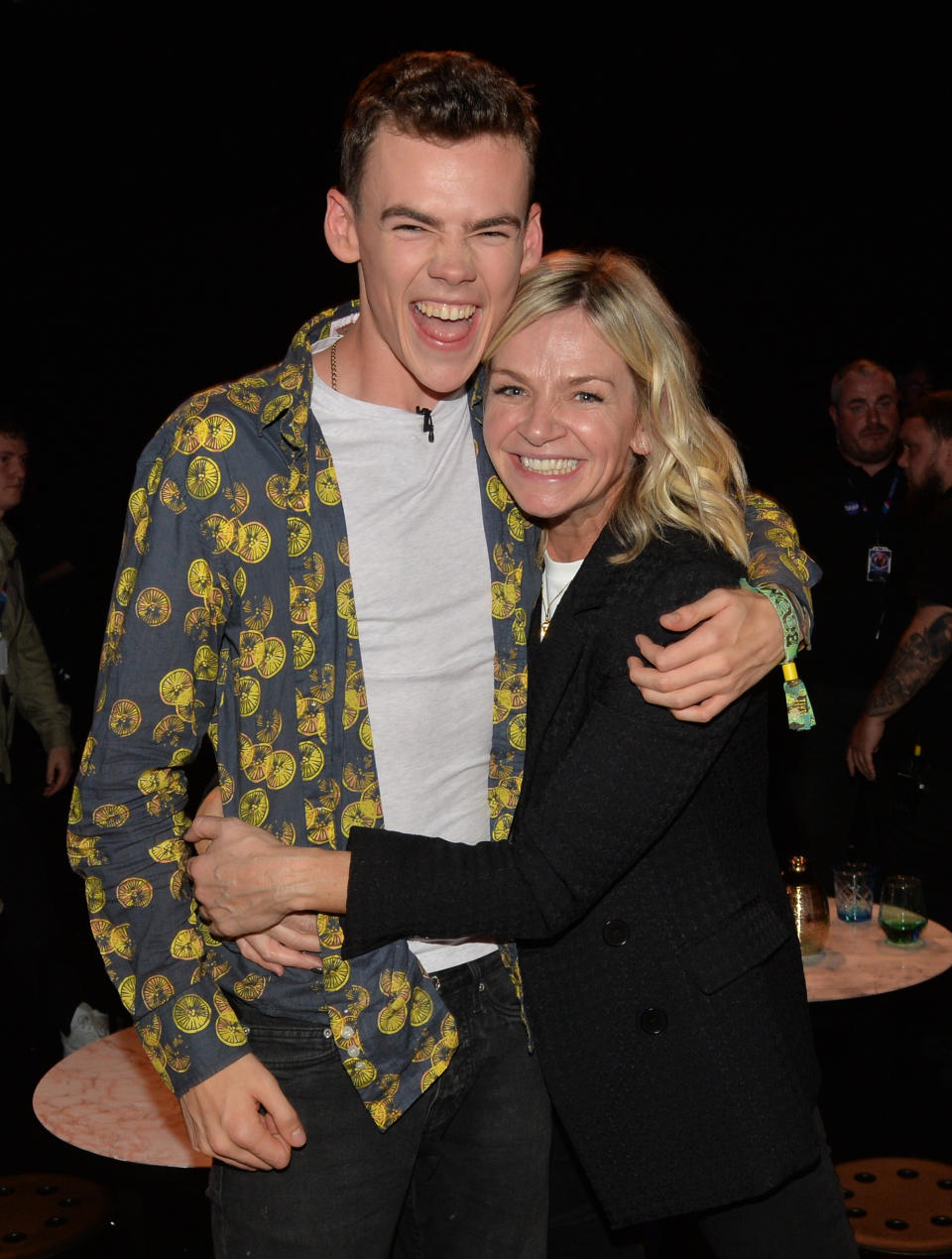 Finalist Woody Cook with his mother, Zoe Ball, following the live final of the second series of Channel 4's The Circle, in Salford, Manchester. (Photo by Peter Powell/PA Images via Getty Images)