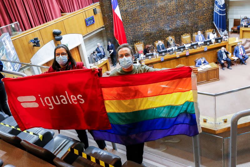 Chile's Senate vote for same-sex marriage bill during a session in Valparaiso