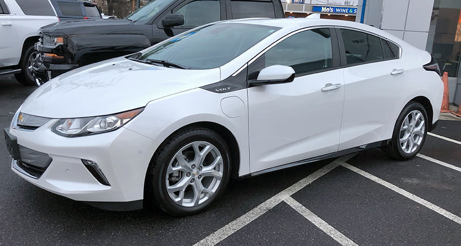 The Chevy Volt looks awesome, even in a dealership parking lot in winter.