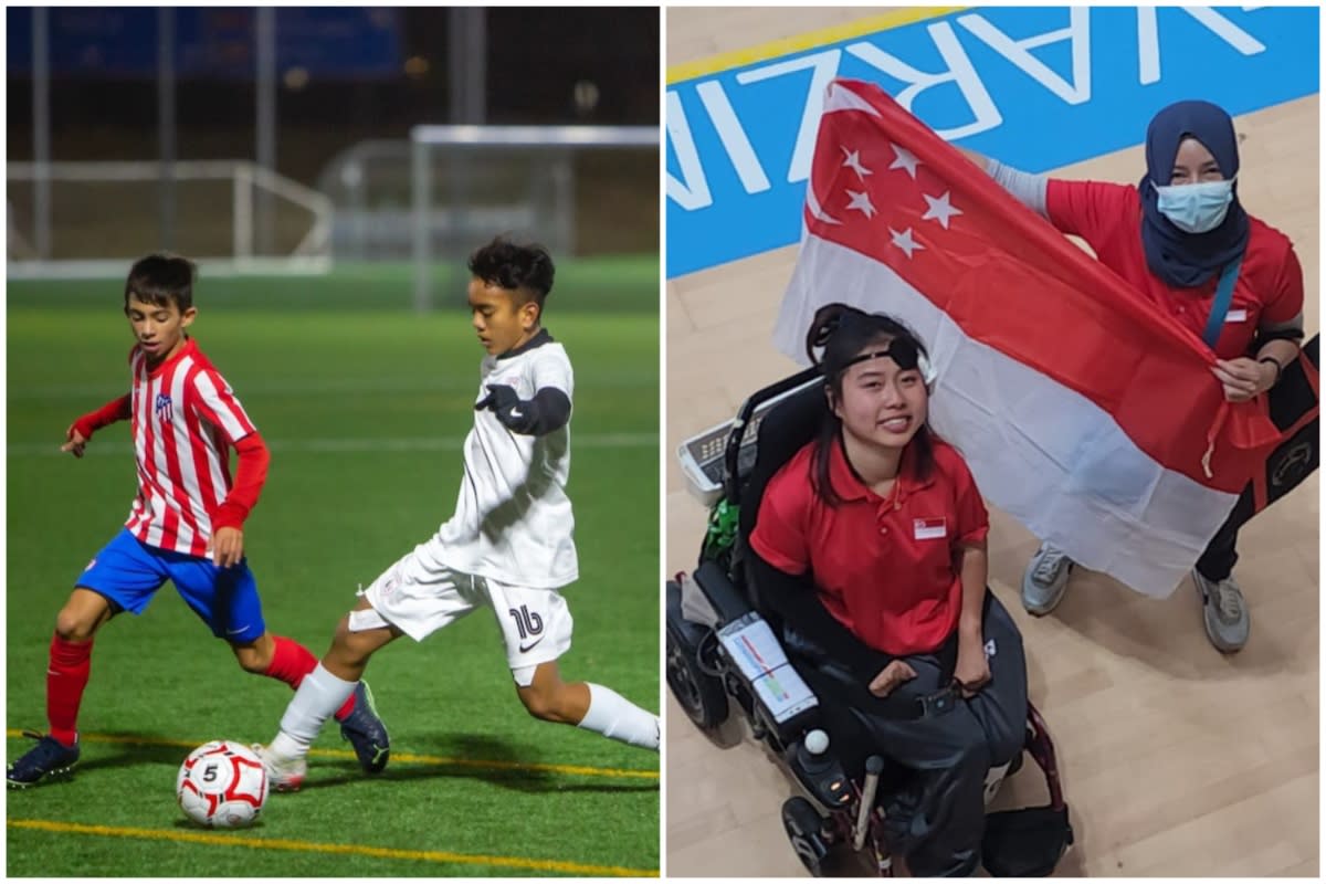 Top Spanish league LALIGA renews partnership with Unleash the Roar! project (left), while Jeralyn Tan wins gold medal in the 2023 World Boccia Cup. (PHOTOS: Yahoo News Singapore/Singapore Disability Sports Council)