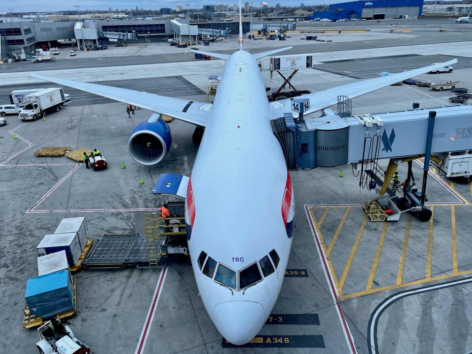 The British Airways aircraft outside the lounge.