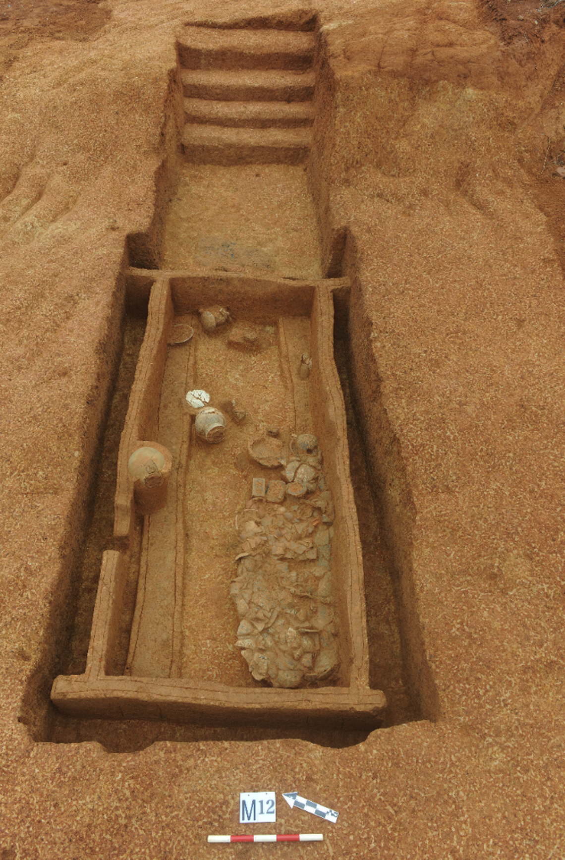 A tomb filled with grave goods unearthed at the Changsha site.