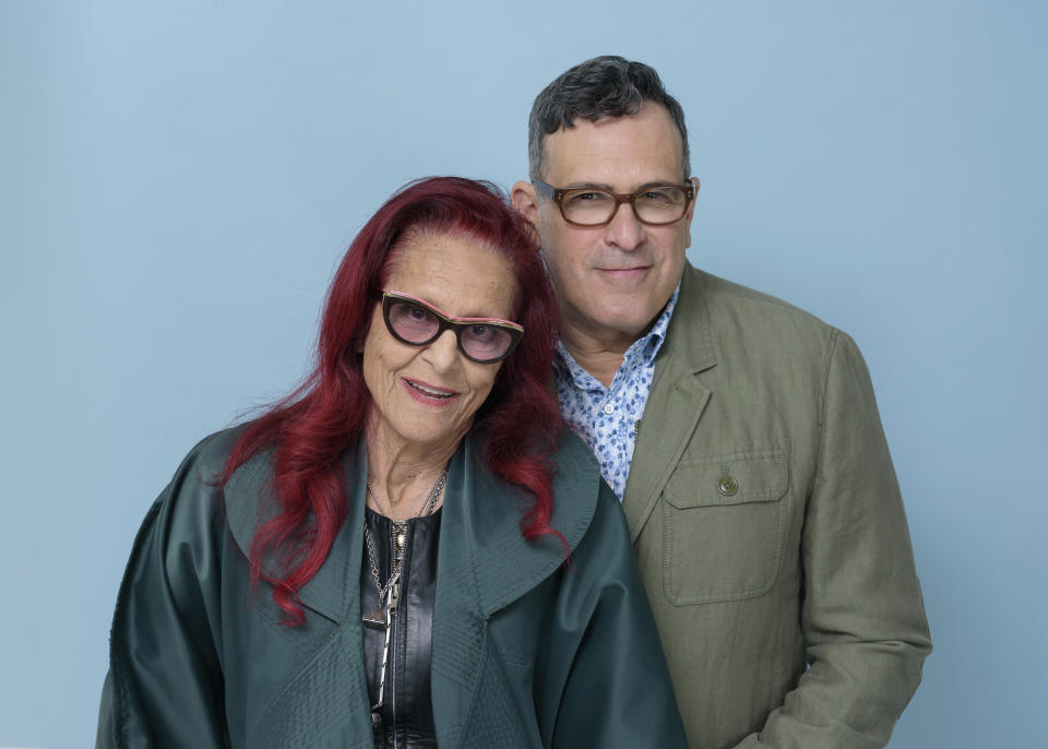 Patricia Field, left, and Michael Selditch pose for a portrait on Wednesday, June 7, 2023, in New York to promote “Happy Clothes: A Film About Patricia Field,” which premiered at the Tribeca Film Festival. (Photo by Christopher Smith/Invision/AP)