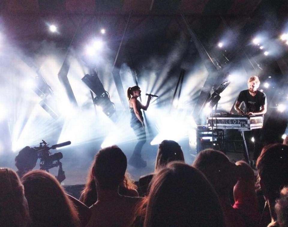 Sylvan Esso, the Durham group made up of Amelia Meath and Nick Sanborn, perform Sept. 30, 2017, at Shakori Hills in Pittsboro, NC.