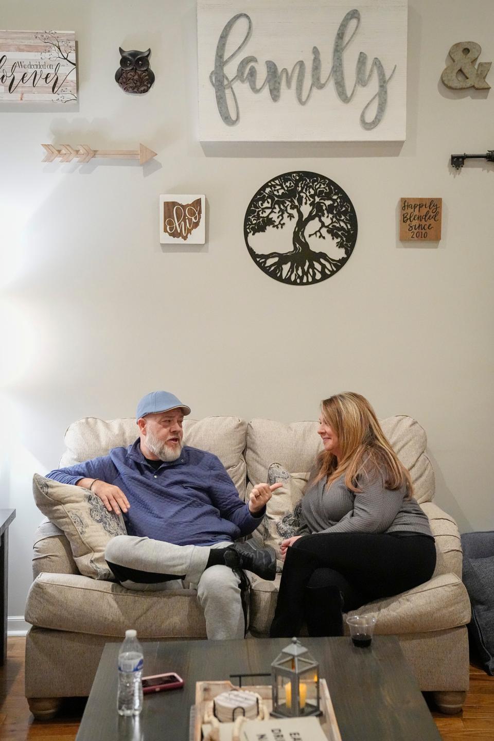 Heidi Quelette of Grove City talks to her high school friend, Gene Peters, who will be the recipient of one of Heidi's kidneys in a transplant set for Feb. 17. The 1986 Franklin Heights graduates lost touch for several decades before reconnecting on Facebook.
