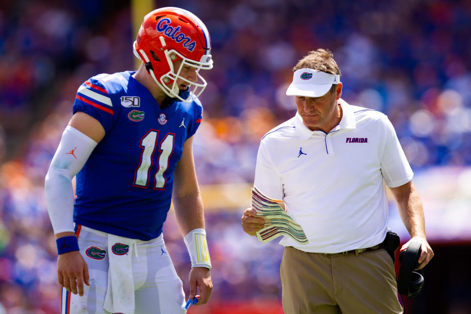 Florida quarterback Kyle Trask has thrown for 2,636 yards and 24 touchdowns while completing 67.6 percent of his passes. (Photo by Carmen Mandato/Getty Images)