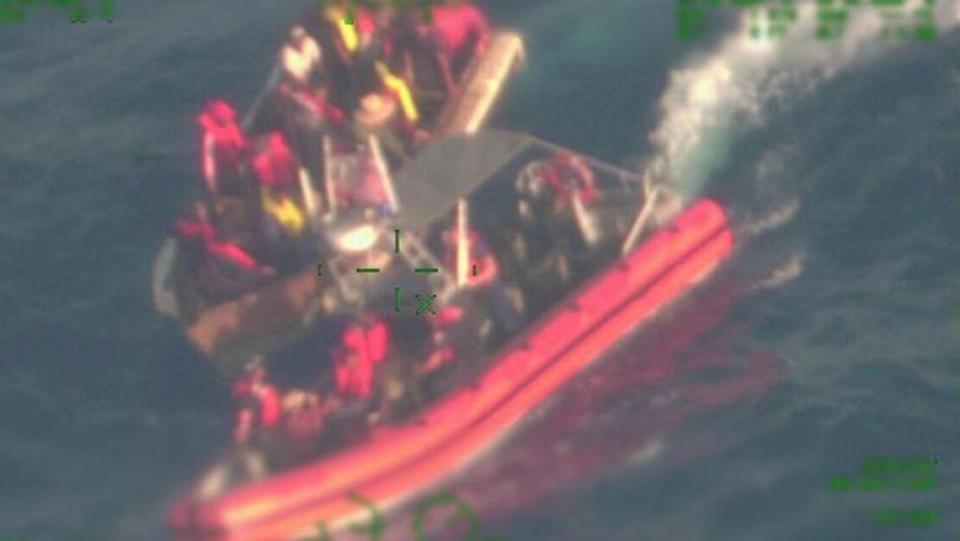 U.S. Coast Guard Cutter Sexton’s (WPC 1108) boat crew stopped a rustic vessel about 68 miles south of Key West, Florida on June 20, 2022. The people were returned to Cuba on June 23.