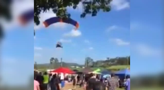 The pilot flew low over the crowd before the accident. Photo: Screenshot