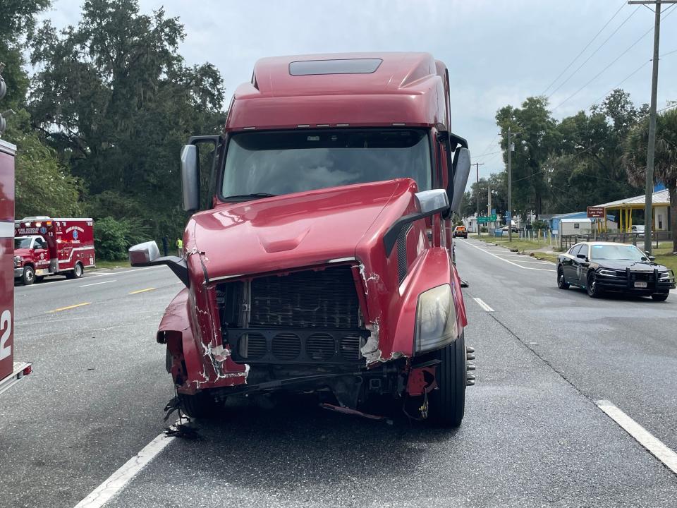 FHP officials said this big rig was involved in a two-vehicle collision at an intersection that claimed the life of one person.