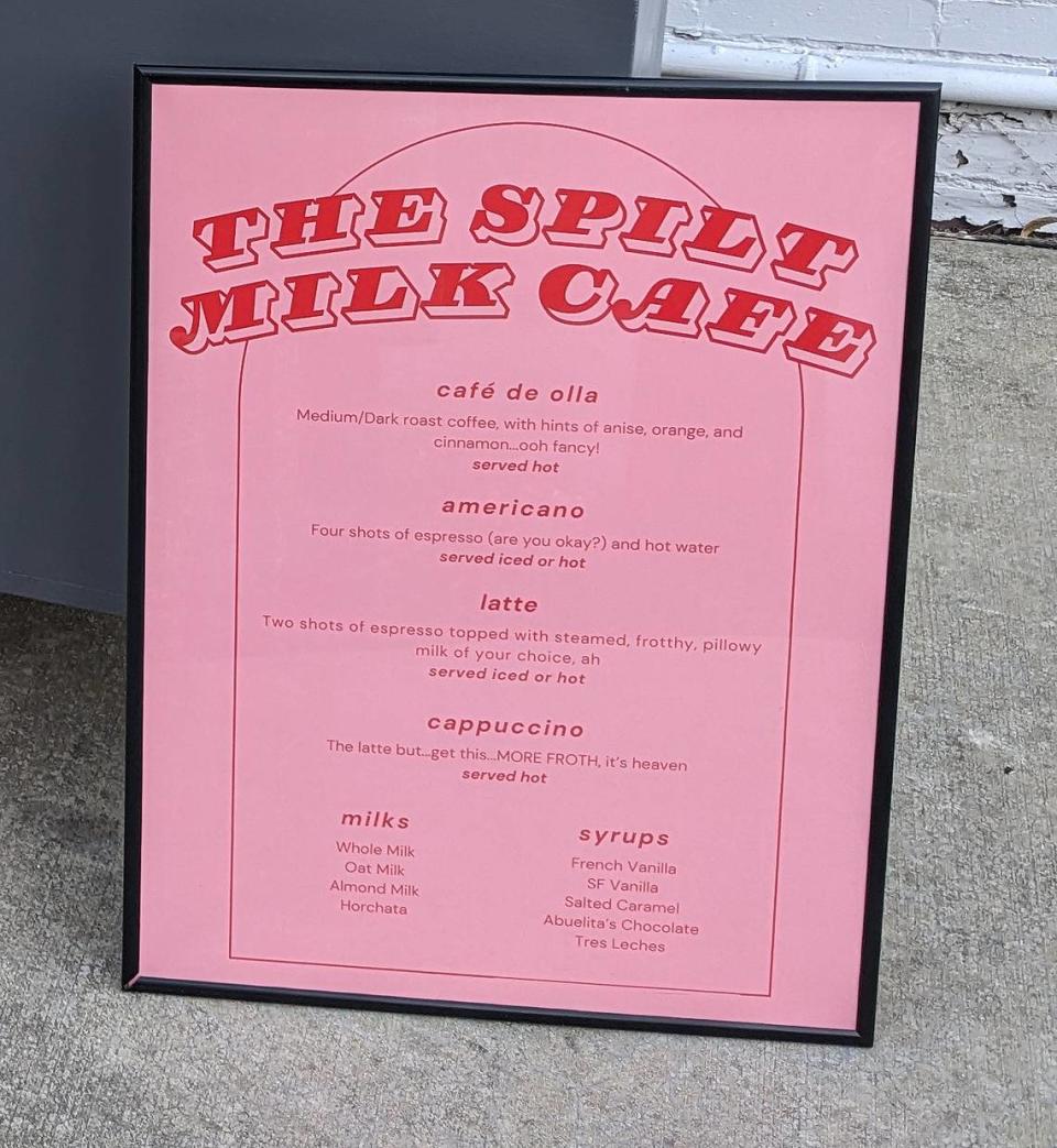 Regular menu for The Spilt Milk Café