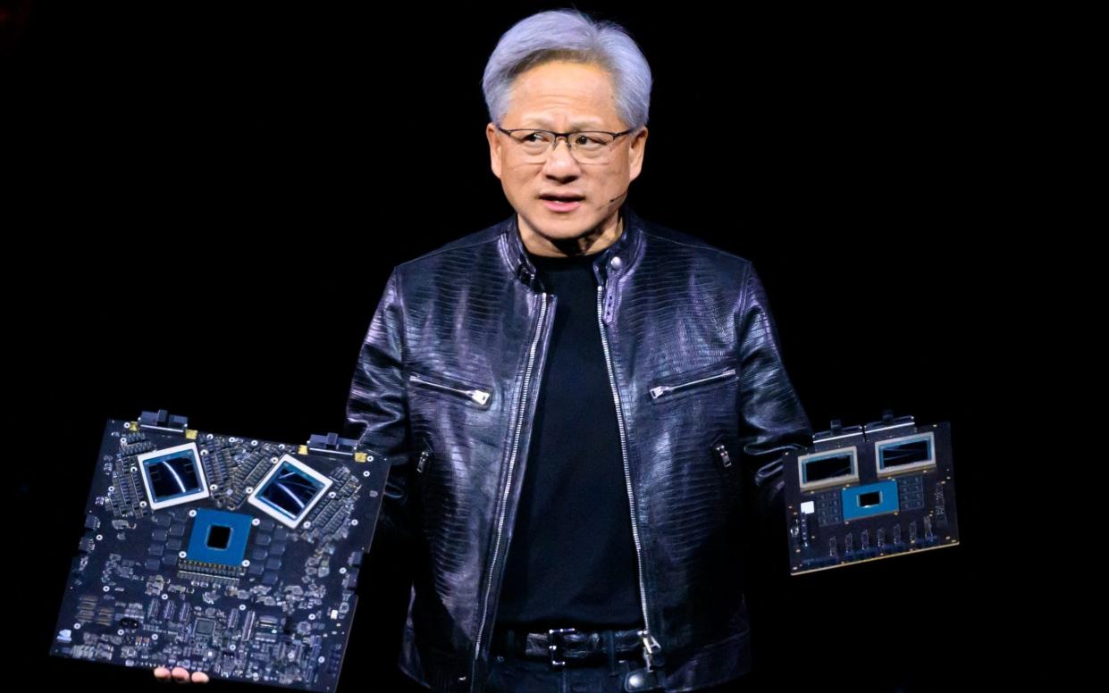 Nvidia boss Jensen Huang at the annual Nvidia GPU Technology Conference in San Jose, California, on March 18