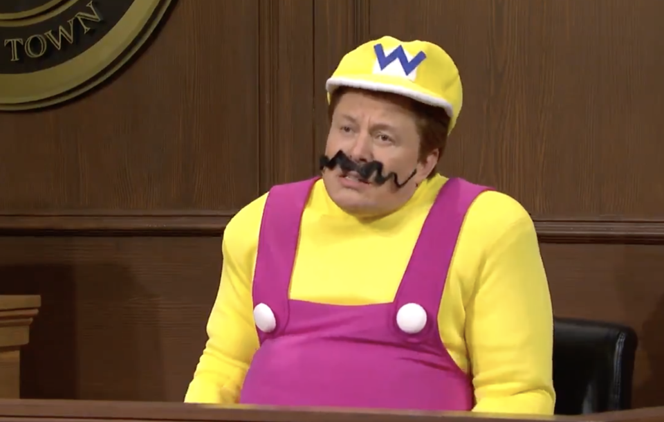 Elon Musk, dressed as Wario, during a Saturday Night Live skit.