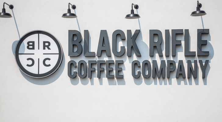 Exterior of Black Rifle Coffee Company Store. BRCC stock.