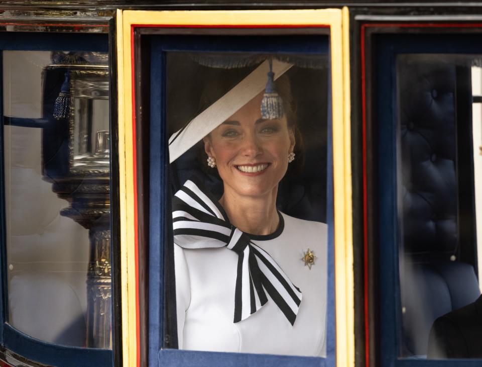 Catherine, Princess of Wales during Trooping the Colour on June 15, 2024 in London, England