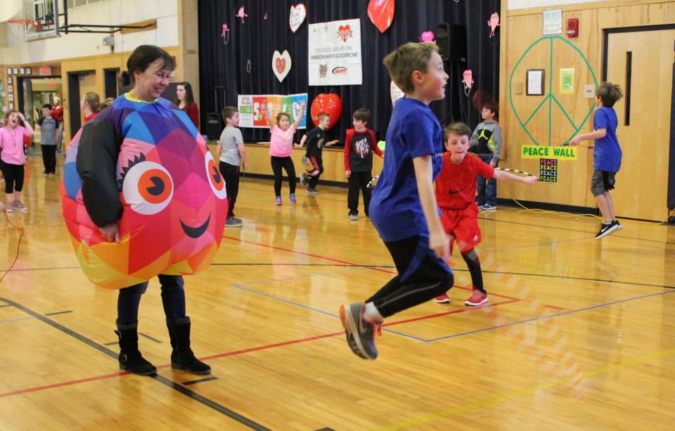 Students having fun jumping rope for their heart health and to raise funds for the American Heart Association in Maine.