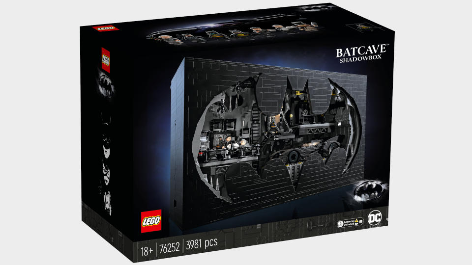 Lego Batman Returns Batcave box on a plain background