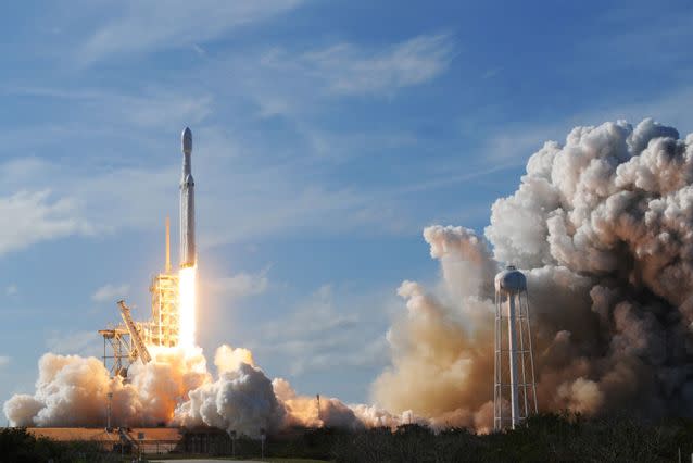 he SpaceX Falcon Heavy launches from Pad 39A at the Kennedy Space Center in Florida. Source: Getty