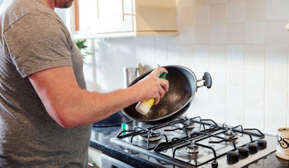 Use cooking spray to make less of a mess