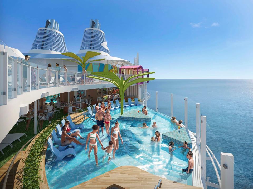 A rendering of Royal Caribbean International's Icon of the Seas cruise ship.