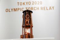 Display ceremony for the Olympic Flame at the Olympic Museum in Tokyo