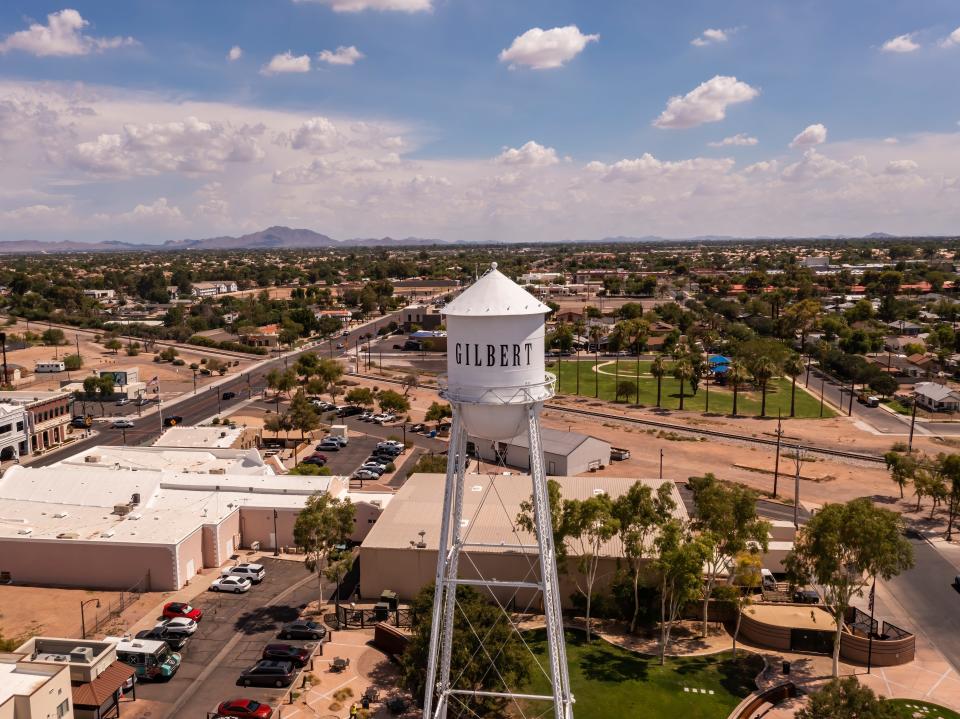 Drone shot of Gilbert, Arizona.