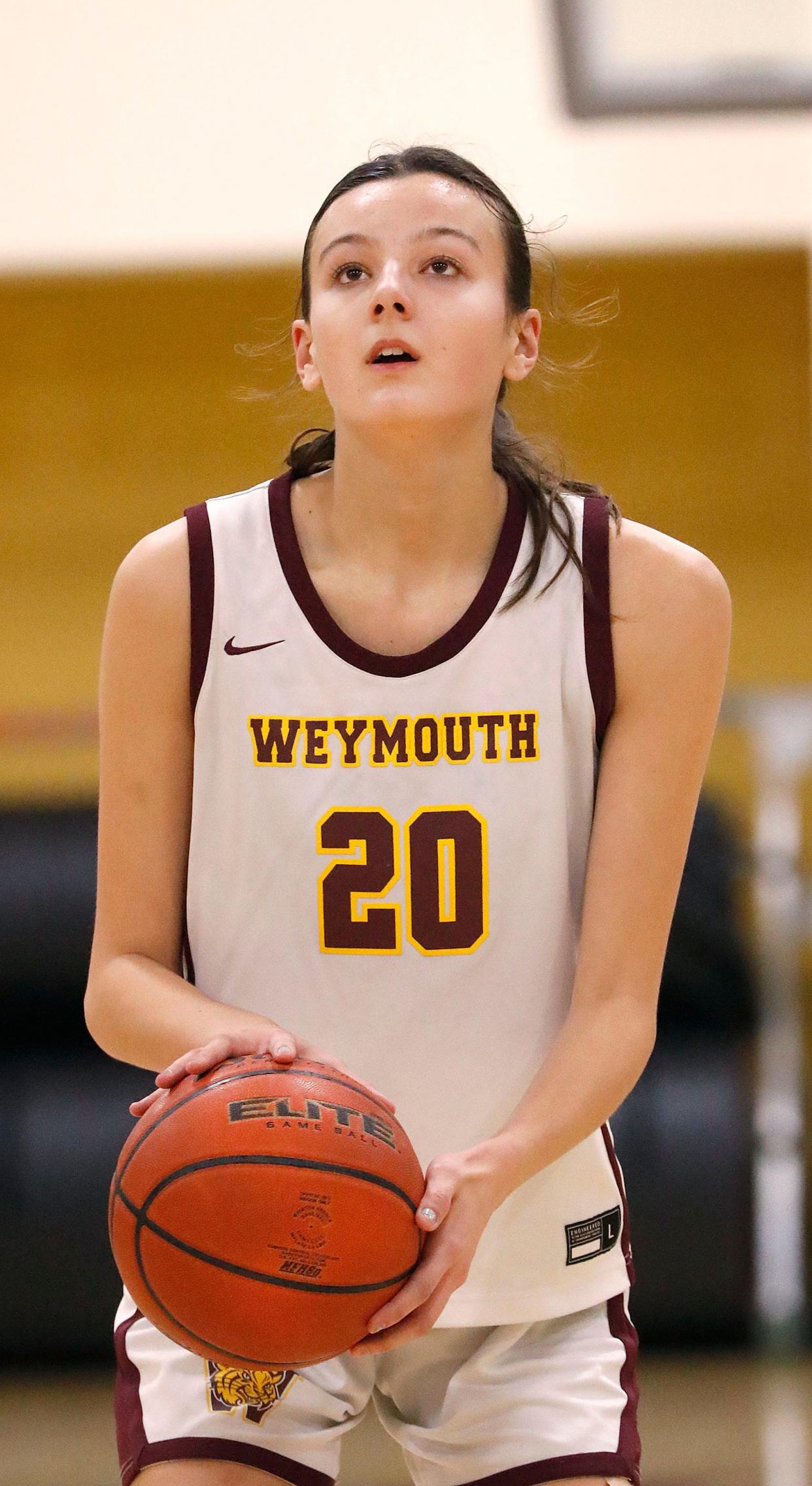 Weymouth Wildcat Callie Flynn sets up for a free throw.

Battle of the Wildcat. The Weymouth Wildcats hosted the Milton Wildcats girls basketball on Friday Jan. 5, 2024