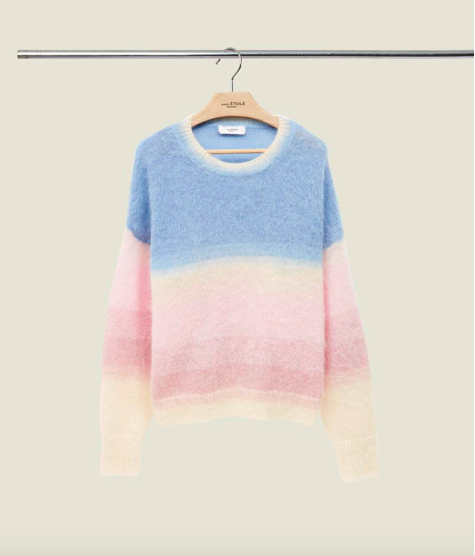 Isabel Marant同款不同色的彩虹條紋羊毛衫女裝，約NT$19,000。（翻攝自Isabel Marant官網）