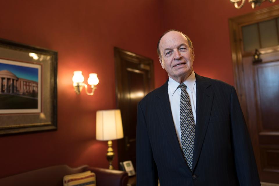 Sen. Richard Shelby, R-Ala., is seen in his Capitol Hill office in Washington, Tuesday, Nov. 29, 2022. Shelby, the top Republican on the Senate Appropriations Committee, is retiring after 35 years in the Senate. (AP Photo/J. Scott Applewhite)