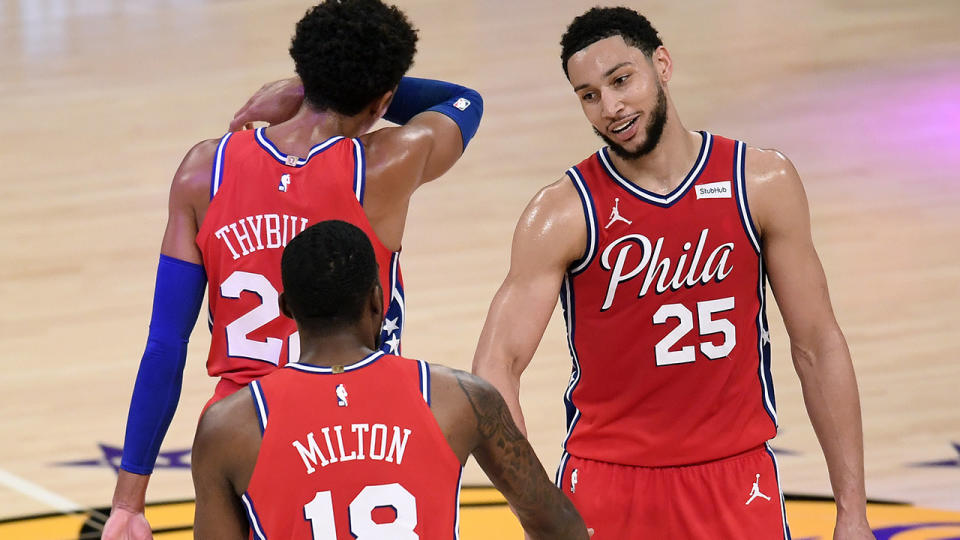 Ben Simmons, pictured here in action for the Philadelphia 76ers in March.