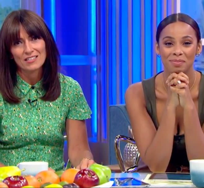 Davina McCall pictured on This Morning with Rochelle Humes