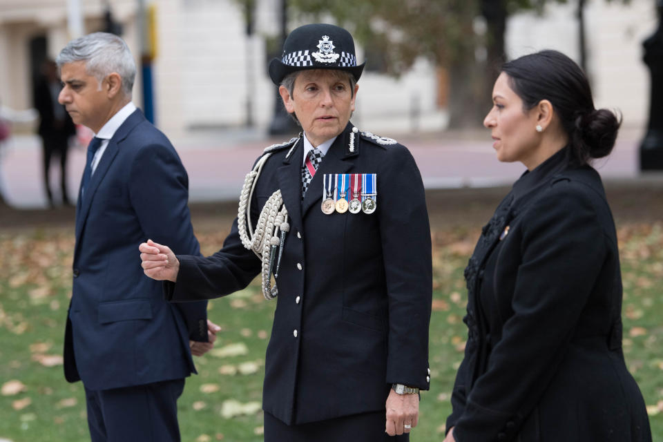 Metropolitan Police Commissioner Dame Cressida Dick, Home Secretary Priti Patel and London Mayor Sadiq Khan attend the National Police Memorial in London to mark National Police Memorial Day.