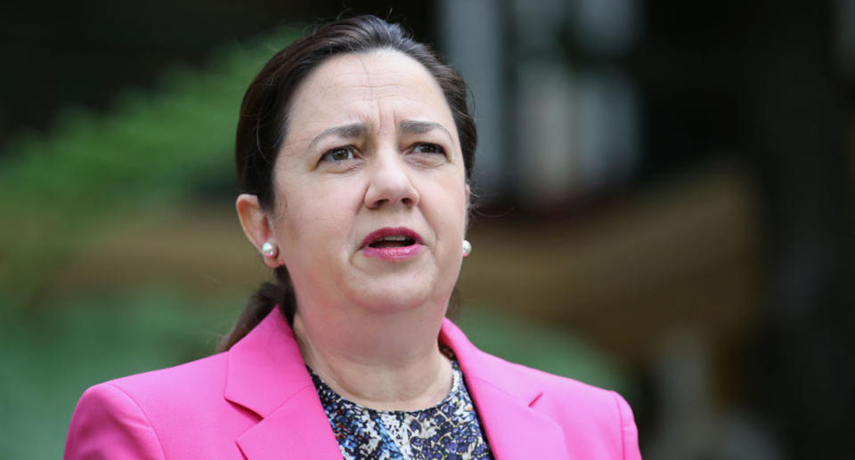 Queensland Premier Annastacia Palaszczuk speaks at a press conference at Parliament house on April 01, 2021 in Brisbane, Australia. Source: Getty Images