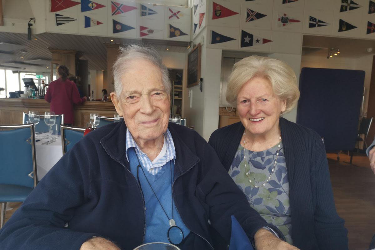 Richard Robinson, a one-hundred-year-old former sailor, at the Royal Lymington Yacht Club <i>(Image: Supplied)</i>
