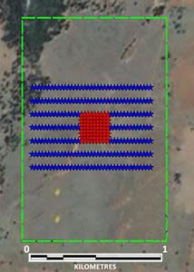 Proposed Gradient Array IP coverage (hatched area) within EL6030 over the Asia-Wyalong mine.