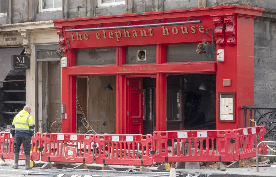 <p>The Elephant House Cafe where JK Rowling penned her first Harry Potter novel, on Edinburgh's George IV Bridge, after a fire broke out in the adjacent Patisserie Valerie, in the early hours of August 24, 2021. Picture date: Thursday August 26, 2021.</p>
