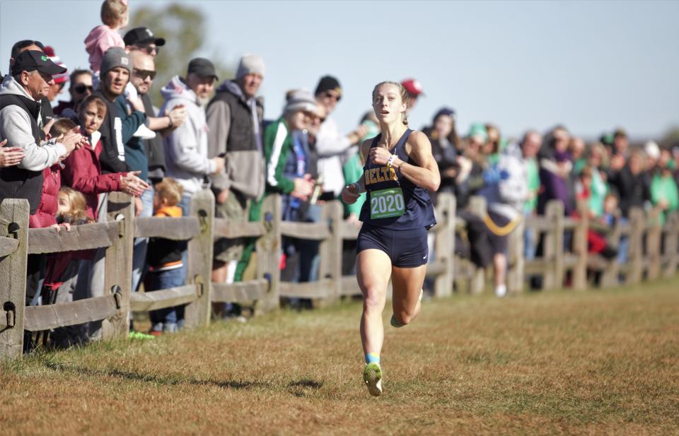 Delta's Nicki Southerland ran a 17:05 to win the individual girls Delta cross-country sectional title at Taylor University Saturday, Oct. 8, 2022.