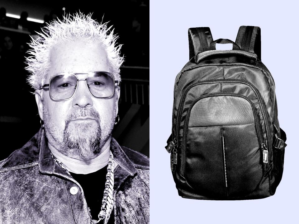 Guy Fieri and a backpack