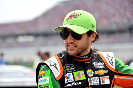 FILE PHOTO: Apr 28, 2019; Talladega, AL, USA; NASCAR Cup Series driver Chase Elliott (9) before the GEICO 500 at Talladega Superspeedway. Jasen Vinlove-USA TODAY Sports