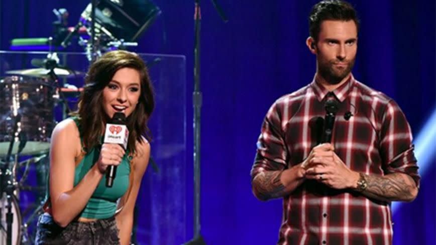 Adam and Christina on The Voice. Photo: Getty