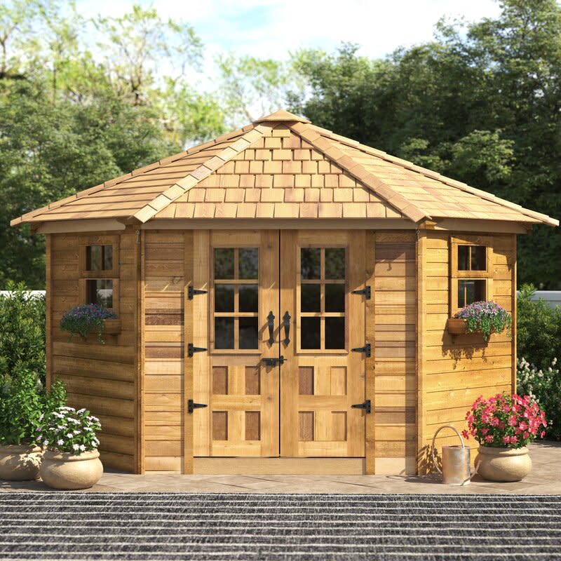 <p><a href="https://go.redirectingat.com?id=74968X1596630&url=https%3A%2F%2Fwww.wayfair.com%2F--%2Fpdp%2Foutdoor-living-today--9-ft.-w-x-9ft.-d-penthouse-cedar-wood-garden-shed-with-french-doors-pen99wfo-l510-xql1037.html&sref=https%3A%2F%2Fwww.housebeautiful.com%2Fshopping%2Fg60583843%2Fbest-tiny-houses-on-wayfair%2F" rel="nofollow noopener" target="_blank" data-ylk="slk:Shop Now;elm:context_link;itc:0;sec:content-canvas" class="link ">Shop Now</a></p><p>Penthouse Cedar Wood Garden Shed</p><p>wayfair.com</p><p>$7654.00</p>