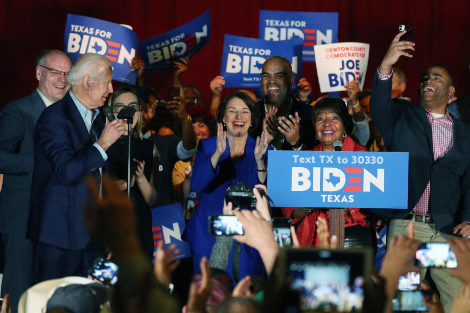 Democratic presidential candidate former Vice President Joe Biden speaks at a campaign rally Monday, March 2, 2020 in Dallas. (AP Photo/Richard W. Rodriguez)